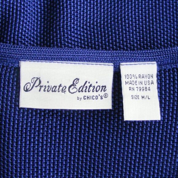 PRIVATE EDITION/CHICOS Cardigan, M/L, Mesh look, Blue, MOP buttons - Picture 8 of 10